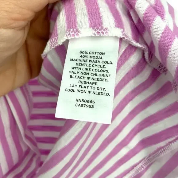 Caslon Flowy Asymmetric Neck Knit Tank Pink White Stripe Size XL NWT $39 MSRP - Picture 6 of 8